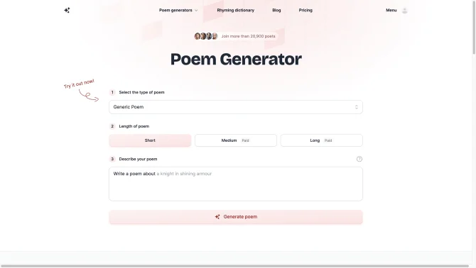 AI Poem Generator / poetry.tips