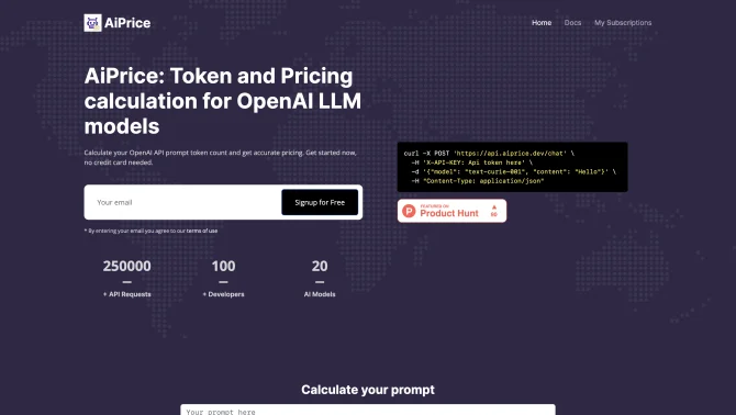 AiPrice - AI Token Pricing Calculator API