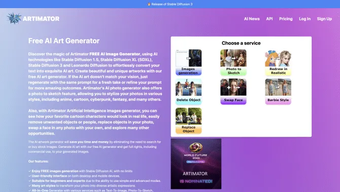 Artimator - Free AI Art Generator