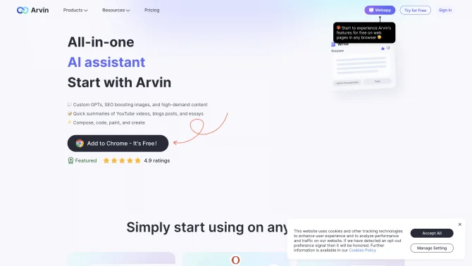 Arvin - Your AI Writing Assistant & Best AI Content Generator