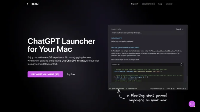 Beam - Efficient ChatGPT UI for macOS