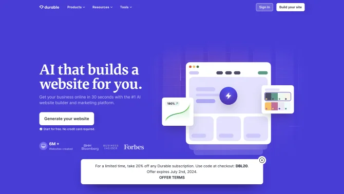 Durable AI Website Builder and Small Business Software