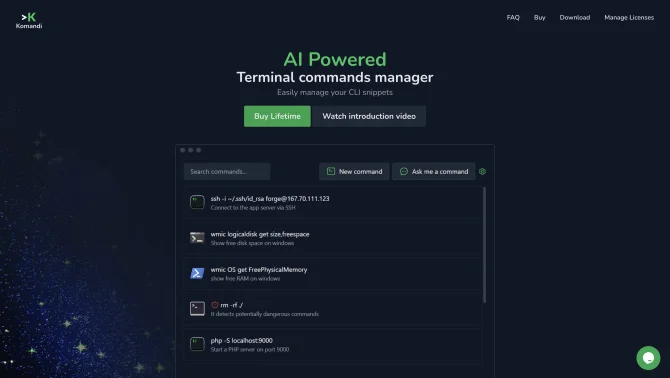 Komandi - AI Powered CLI/Terminal commands manager