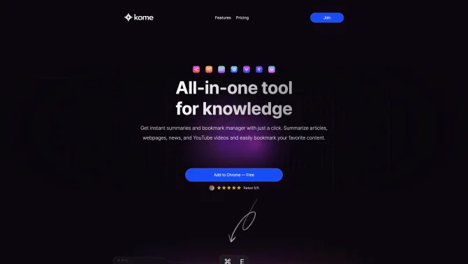 Kome: AI Summary and Bookmark Extension