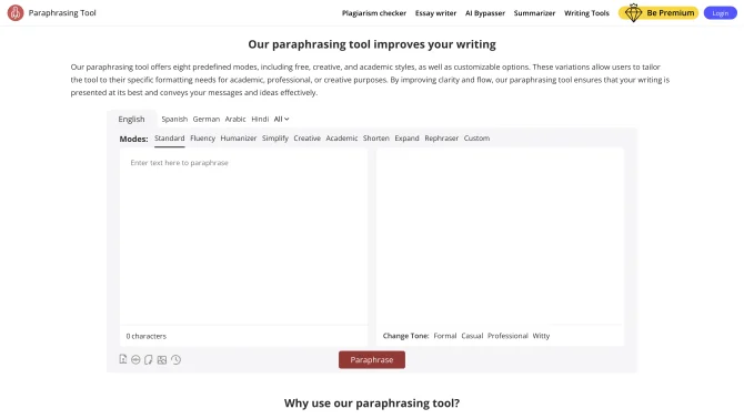 Paraphrasing Tool AI