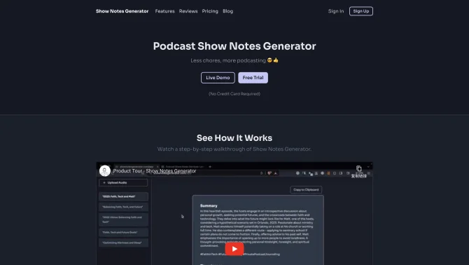 Podcast Show Notes Generator