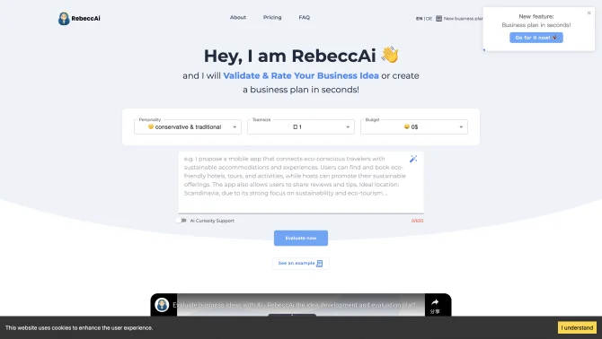 RebeccAi - AI-powered business idea evaluation and validation tool