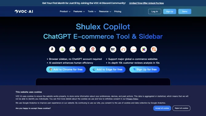 Shulex Copilot ChatGPT E-commerce Tool & Sidebar / voc.ai