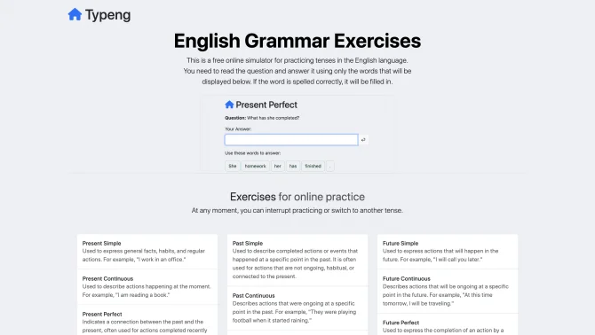 Typeng English Grammar Exercises